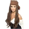 Peluca de pirata marrón para mujer